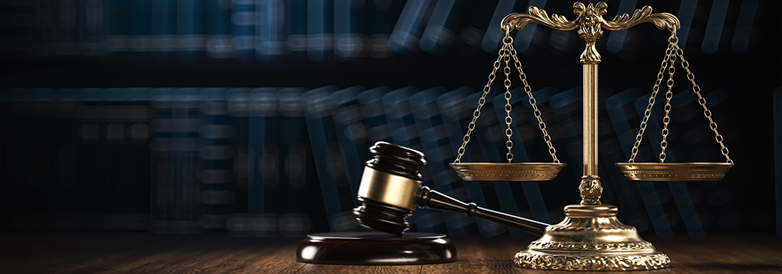 Mallet Gavel Hammer and Scales on table