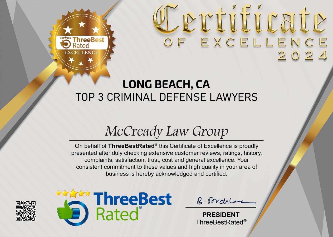 Certificate of Excellence